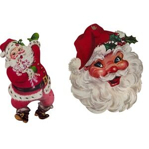 Vintage‎ Santa Claus & Pumpkin  Cut Cardstock Christmas Fall  Decorations